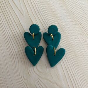 Pennyclays Green Christmas Tree Clay Statement Earrings